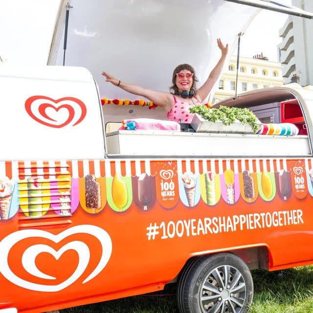 walls ice cream branded dj booth hove