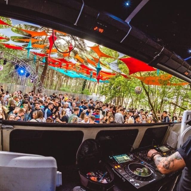 Bournemouth 7s festival dj vw booth discobug