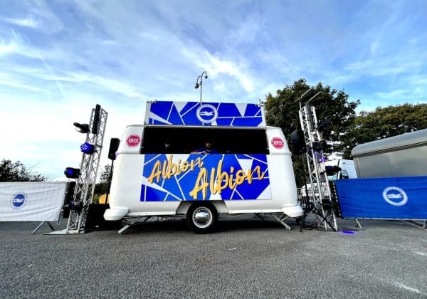 DJ VW DJ booth Amex stadium brighton hove albion football club