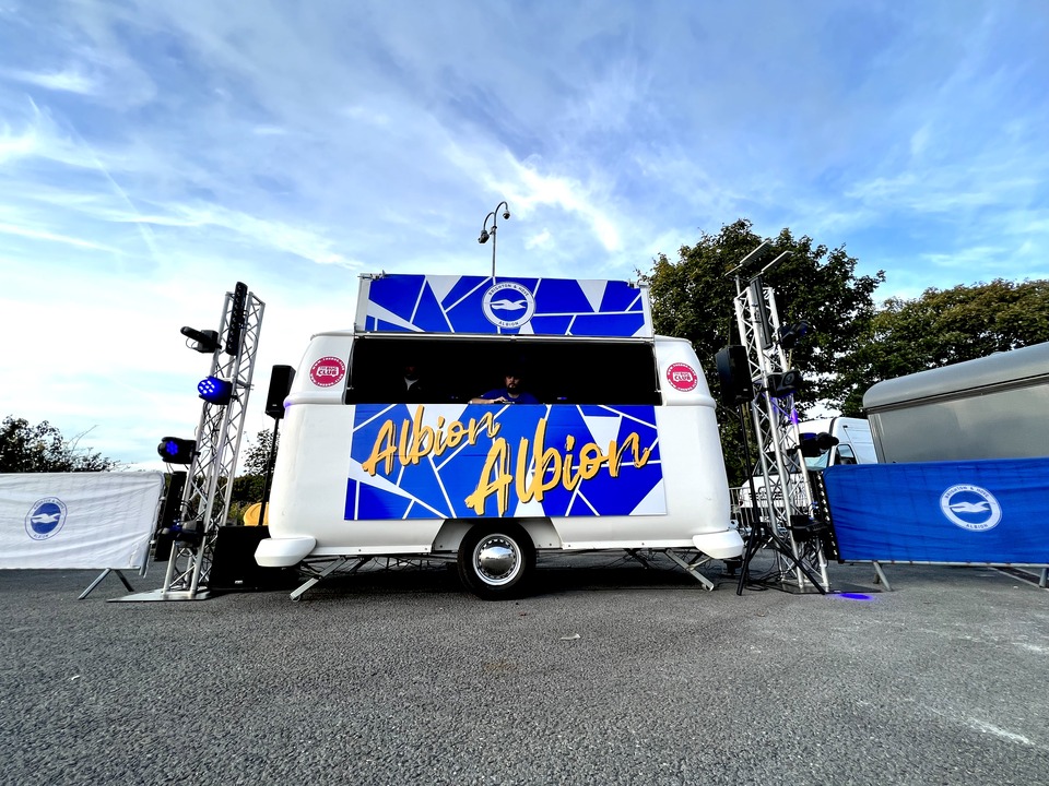 DJ VW DJ booth Amex stadium brighton hove albion football club