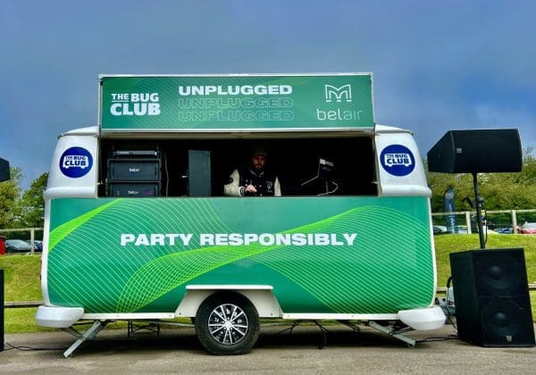 VW mobile DJ booth Brands Hatch GT World challenge sporting event