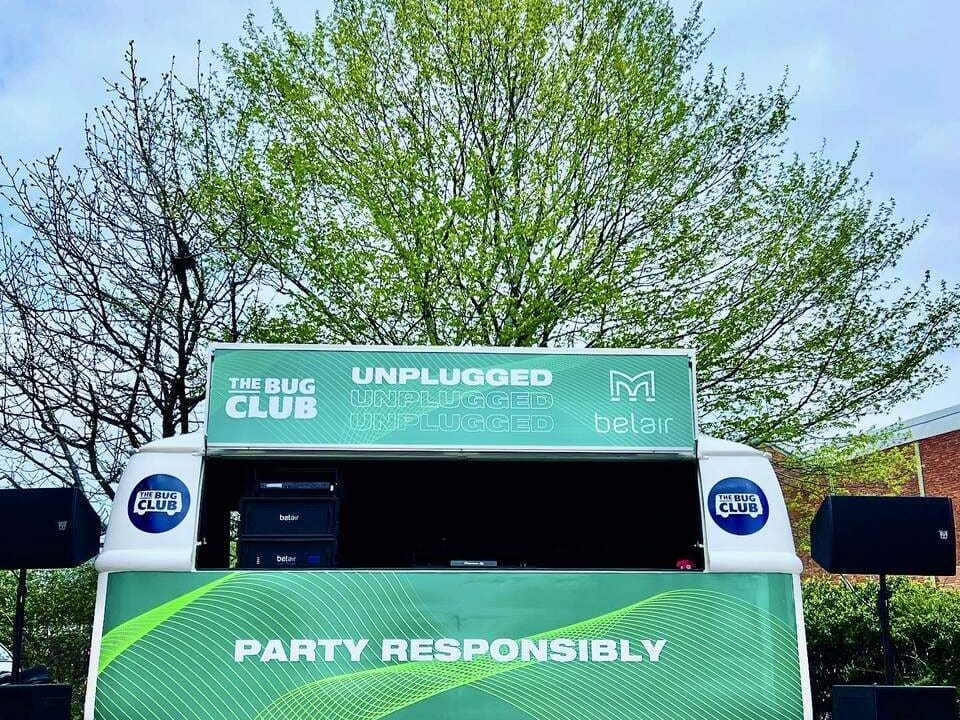 VW DJ booth unplugged sustainable martin audio eco friendly events