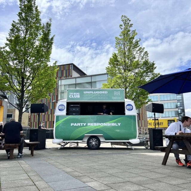 Plasa focus Leeds event dj booth hire sustainable unplugged