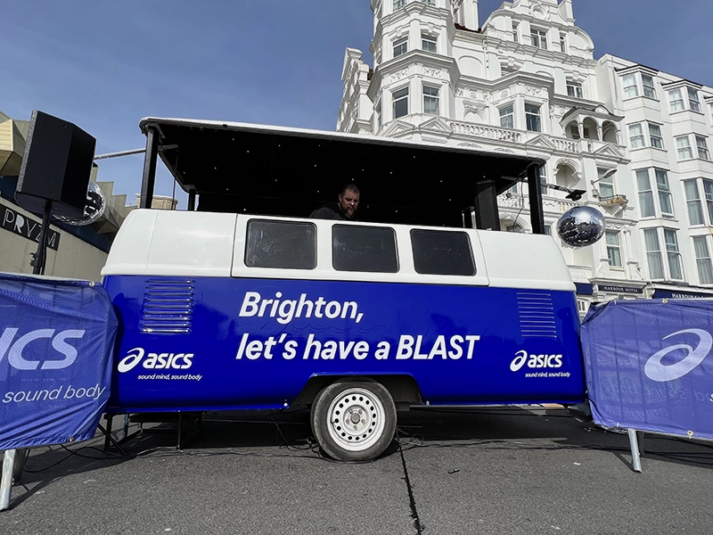 Asics brand activation brighton sporting event mobile dj hire