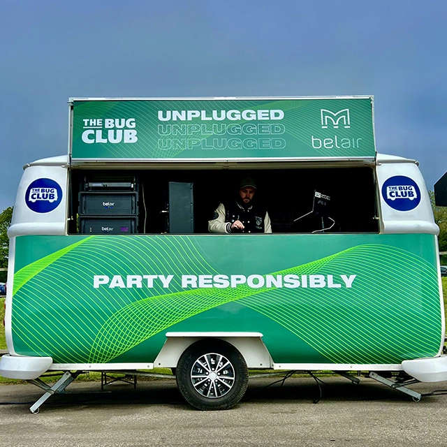 supersized sustainable DJ van