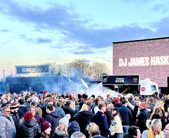 saracens showdown rugby game sporting event sustainable dj booth tottenham stadium